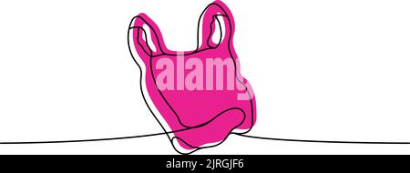 Abfallbeutel eine Zeile farbige kontinuierliche Zeichnung. Plastiktüte kontinuierliche eine Zeile bunte Illustration. Vektor minimalistische lineare Illustration. Stock Vektor