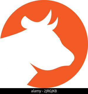 Silhouette des Kuhkopfes. Stierkampfsymbol. Rinderkopf-Silhouette. Farmtier-Symbol auf weißem Hintergrund isoliert. Stock Vektor