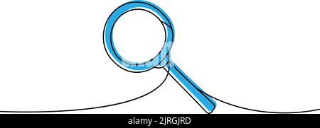 Vergrößerungsglas eine Zeile farbige kontinuierliche Zeichnung. Loupe kontinuierliche eine Zeile bunte Illustration. Vektor minimalistische lineare Illustration Stock Vektor