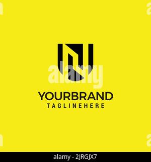 Buchstabe N im Schild einfache und moderne Logo-Design-Vektor-Illustration Stock Vektor