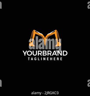 Initial M Bagger Logo Concept Vektor mit Arm Bagger Vorlage Vektor. Stock Vektor