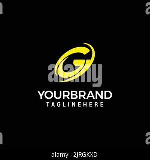 Firmenbuchstabe G Logo mit kreativem gekrümmtem Swoosh Icon Vektor-Vorlagenelement in Schwarz und Gelb. Stock Vektor