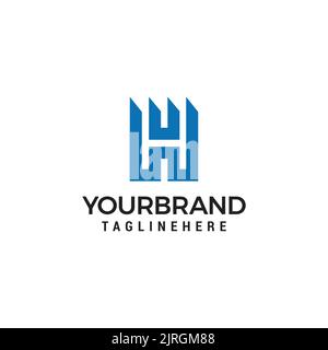 Logo-Design von M H MH HM in Vektor für Bauimmobilien Stock Vektor
