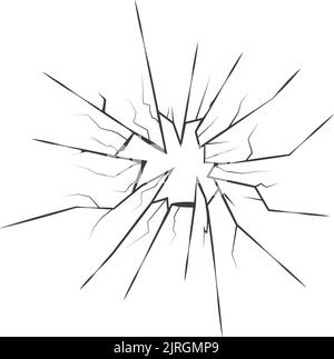 Beschädigtes Glas mit realistischen Rissen. Gebrochene Kunststoffstruktur Stock Vektor