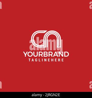 Erster Kleinbuchstabe cn linked outline abgerundetes Logo weiße Farbe auf schwarzem Hintergrund Stock Vektor