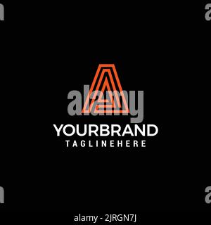 Initial Monoline AA Letter Logo Line Design Template Vektor Stock Vektor