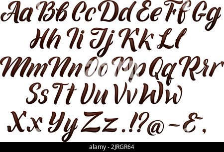 Schokoladenalphabet. Schriftart Liquid Melt. Süße Buchstaben Stock Vektor