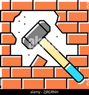 Abbildung des Symbols zur Demontage der Wand Stock Vektor