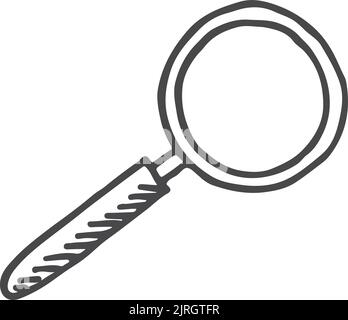 Symbol für Vergrößerungsglas. Suchsymbol. Handgezeichnetes Zoomzeichen Stock Vektor