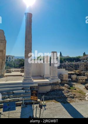 Eine Teilansicht der Hadrianbibliothek. Hadrians Bibliothek von Athen Stockfoto