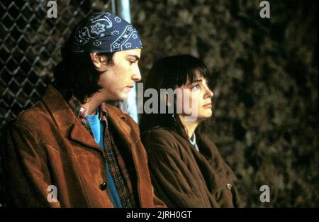 KEANU Reeves, Jennifer Rubin, permanente Aufzeichnung, 1988 Stockfoto