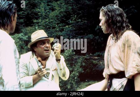 MICHAEL DOUGLAS, Danny Devito, Kathleen Turner, Romancing den Stein, 1984 Stockfoto