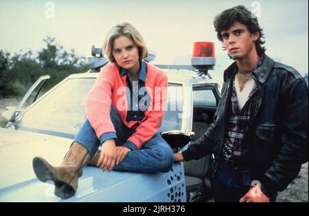 JENNIFER JASON LEIGH, C. THOMAS HOWELL, die HITCHER, 1986 Stockfoto