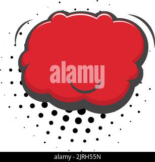 Rote Comic-Wolke mit Halbtonschatten. Leere Vorlage Stock Vektor
