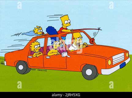 MAGGIE, LISA, MARGE, BART, HOMER SIMPSON, DIE SIMPSONS, 1989 Stockfoto