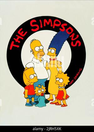 BART, MAGGIE, HOMER, MARGE, LISA SIMPSON, DIE SIMPSONS, 1989 Stockfoto