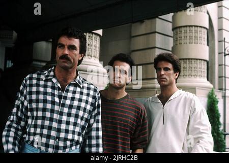 TOM Selleck, Steve Guttenberg, Ted Danson, DREI MÄNNER UND EIN BABY, 1987 Stockfoto