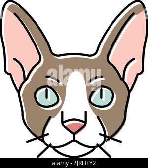 cornish rex Katze niedlich Haustier Farbe Symbol Vektor Illustration Stock Vektor