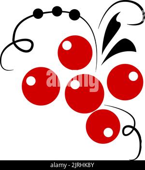 Plakat im ukrainischen Stil, basierend auf ukrainischer Volksstickerei in rot und schwarz auf weißem Hintergrund. Petrykiwka. Stock Vektor