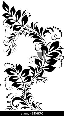 Plakat im ukrainischen Stil, basierend auf ukrainischer Volksstickerei in rot und schwarz auf weißem Hintergrund. Petrykiwka. Stock Vektor