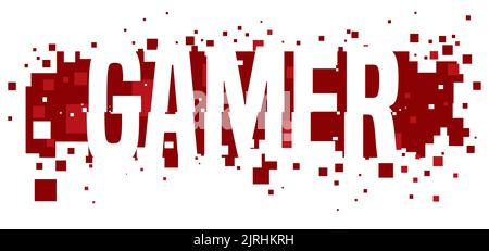 Zeichen im Pixel-Art-Stil, das das Wort „Gamer“ bildet. Stock Vektor