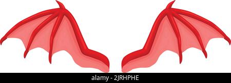 Rote Fledermausflügel. Teufelssymbol. Mythische Drachenfliege Zeichen isoliert auf weißem Hintergrund Stock Vektor
