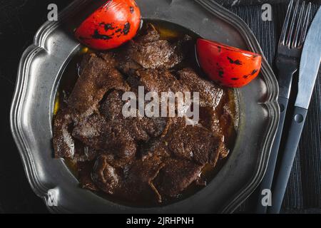 Shawarma Beef türkischen traditionellen Döner Kebap auf dem Teller Stockfoto