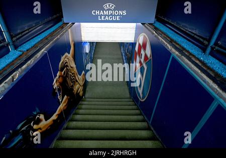 Gesamtansicht der Garderobe von GNK Dinamo vor dem UEFA Champions League Play-Off Second Leg Spiel zwischen Dinamo Zagreb und Bodo/Glimt im Maksimir Stadium am 24. August 2022 in Zagreb, Kroatien. Foto: Marko Lukunic/PIXSELL Stockfoto