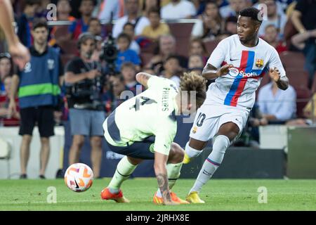 Ansu Fati vom FC Barcelona beim Freundschaftsspiel, um im Spotify Camp Nou in Barcelona, Spanien, Mittel für ELA zwischen dem FC Barcelona und Manchester City zu sammeln. Stockfoto