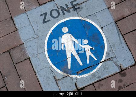 Fußgängerzonen-Schild auf dem Boden in Amsterdam Stockfoto