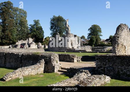 Die Ruinen des Klosterhauses im Priorat unserer Lieben Frau von Thetford, Norfolk Stockfoto