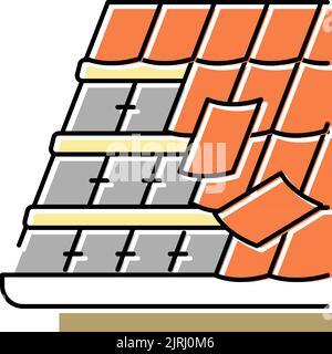 Abbildung der farbigen Symbole für die Montage des gefliesten Dachs Stock Vektor