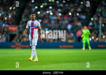 Barcelona, Spanien, 24, August 2022. Spanien-Fußball- Freundschaftsspiel zugunsten der als-Forschung zwischen dem FC Barcelona und Manchester City. (10) Ansu Fati. Quelle: JG/Alamy Live News Stockfoto