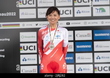 Keiko Sugiura aus Japan, Silbermedaillengewinnerin im Zeitfahren der Frauen C3 bei den UCI-para-Cycling-Weltmeisterschaften 2022 in Baie Comeau, Quebec, Kanada Stockfoto