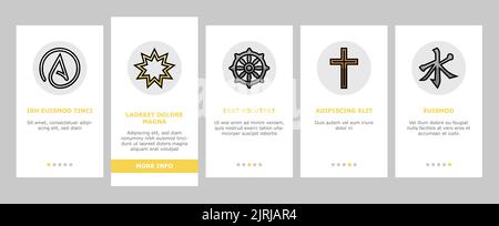 Religion, Gebetskult und Atheismus Onboarding Symbole setzen Vektor Stock Vektor