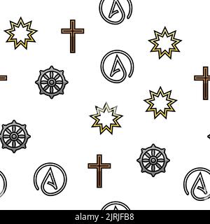Religion, Gebetskult und Atheismus Vektor nahtlose Muster Stock Vektor