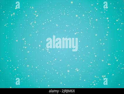 Schneeteilchen auf helltürkisfarbenem Hintergrund. Vektorgrafik Stock Vektor