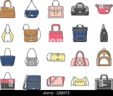 Tasche Handtasche Frau Handtasche Mode-Icons Set Vektor Stock Vektor