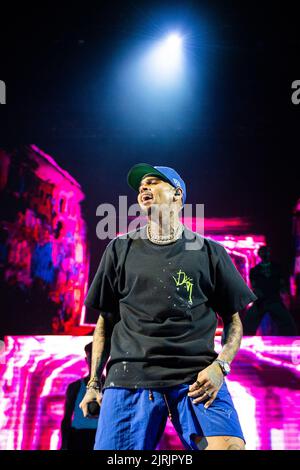 Concord, USA. 23. August 2022. Chris Brown tritt zur Unterstützung seines „Breezy!“ auf Veröffentlichung im Concord Pavilion am 23. August 2022 in Concord, Kalifornien. Foto: Chris Tuite/imageSPACE Kredit: Imagespace/Alamy Live News Stockfoto
