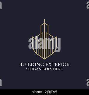 monogram Building außen Logo Vektor-Designs. Gut für Bau, Immobilien, Wolkenkratzer und Firmenlogo Vorlage Stock Vektor