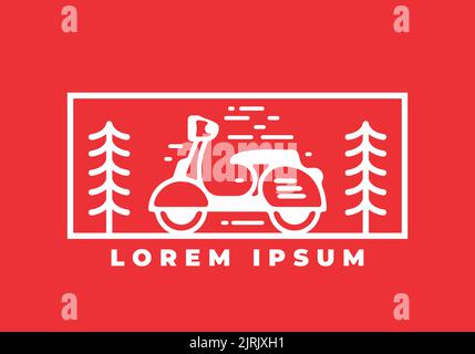 Vektor eines roten Rollers im Monoline Art Abzeichen Design Stock Vektor