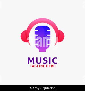 Logo-Design der Musikplatte Stock Vektor