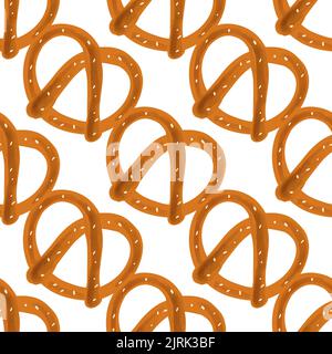 Nahtloses Muster mit traditioneller Snack-Brezel-Illustration auf weißem Hintergrund Stock Vektor