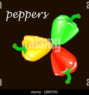 Rote grüne und gelbe Paprika Capsicum Logo Icon Set Kollektion Stockfoto