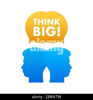 Denken Sie an eine große Glühbirne, motivierend. Vektorgrafik. Stock Vektor