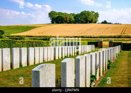 Beaumont Hamel Britischer Friedhof, Hawthorn Ridge Krater, Somme Stockfoto