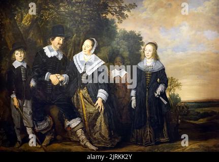 Familiengruppe in einer Landschaft von Maler Frans Hals (c. 1582 –1666) Holländischer Maler des Goldenen Zeitalters.Haarlem Niederlande Stockfoto