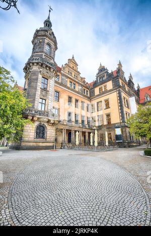 Toller Blick auf das Dresdner Residenzschloss, Dresdner Schloss. Ort: Dresden, Bundesland Sachsen, Deutschland, Europa Stockfoto