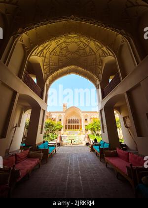 Kashan, Iran - 2019. Mai: Tabatabaei Natanzi Khaneh Historisches Haus in Kashan, Iran Stockfoto