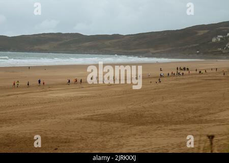 Woolacombe Dunes Park Run on the Beach, North Devon, England, Großbritannien, August 2022 Stockfoto